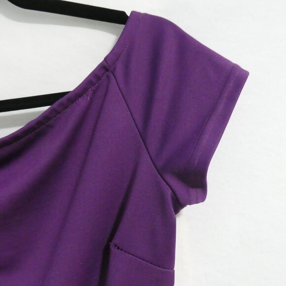 Purple High-Low Scoop Neck Short Sleeve Dress | medium - Picture 10 of 12